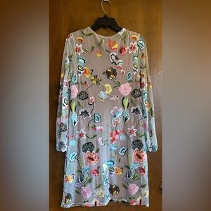 Philosophy Republic Clothing Dress Size Large Beige Floral Embroidered Lined